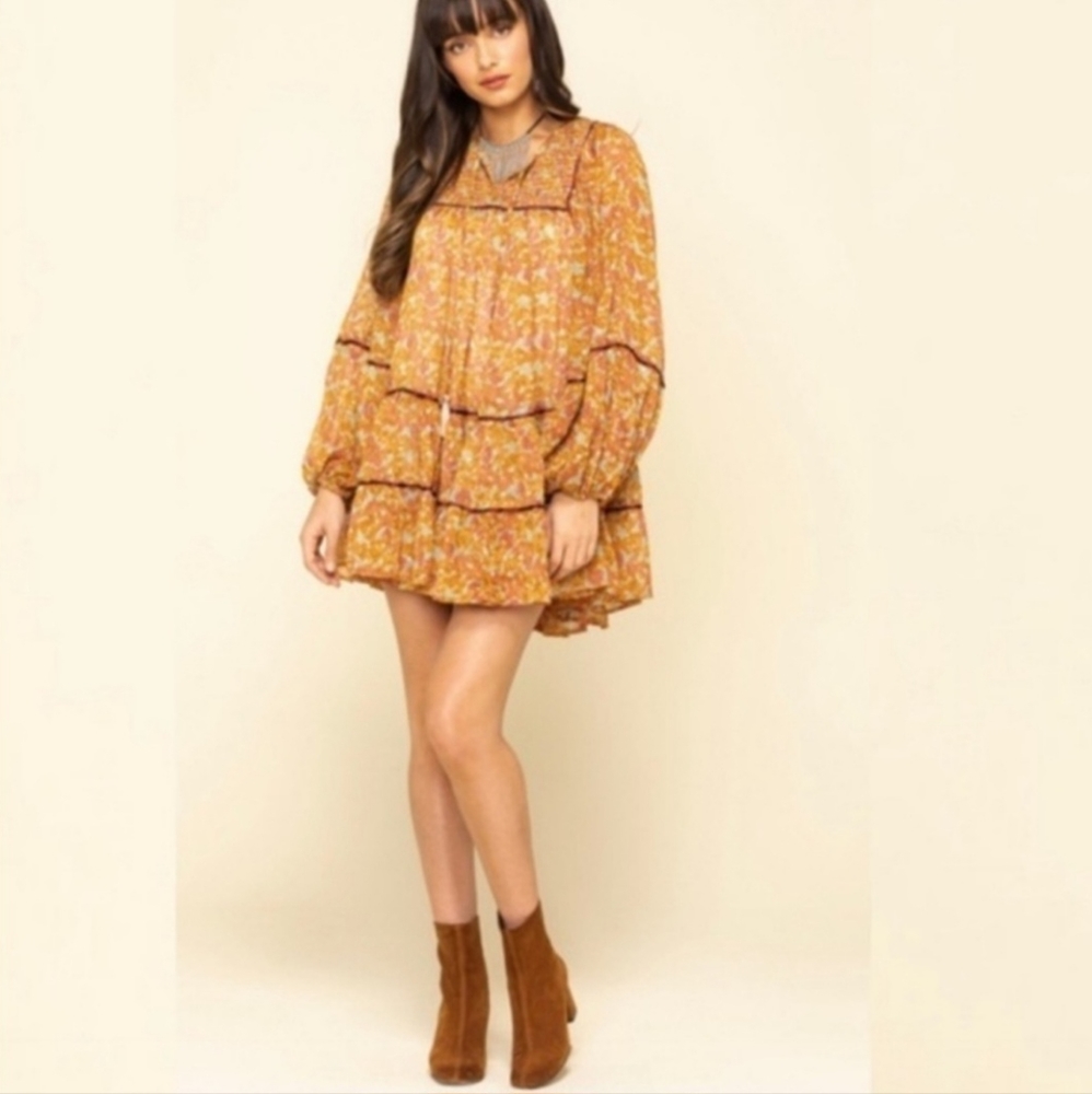 Free People Free Swinging Mini Dress orange/maroon